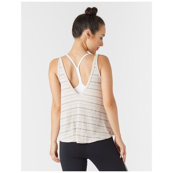 GLYDER Movement Tank Top Rosewater Stripe Waffle sz M Women's Yoga Active Casual - Picture 2 of 12